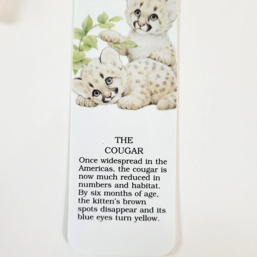 Vintage 80s Cougar Cubs Tassel Bookmark Endangered Young'uns, USA Antioch H-1449